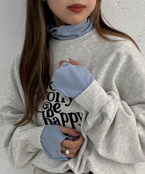 apres jour mignon(アプレジュールミニョン)の「起毛リブメロートップス【ZOZOTOWN限定アイテム】(Tシャツ/カットソー・レディース・ブラック/グレイッシュベージュ/グリーン/ブルー/オレンジ/アイボリー・フリー/X-LARGE)」の8枚目の写真