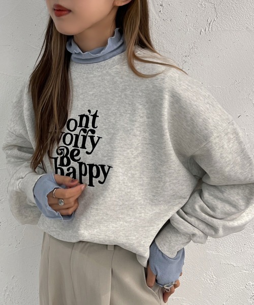 apres jour mignon(アプレジュールミニョン)の「起毛リブメロートップス【ZOZOTOWN限定アイテム】(Tシャツ/カットソー・レディース・ブラック/グレイッシュベージュ/グリーン/ブルー/オレンジ/アイボリー・フリー/X-LARGE)」の9枚目の写真