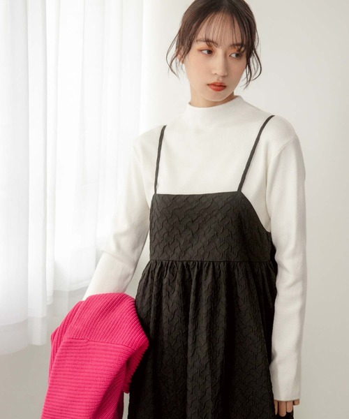 fifth(フィフス)の「【スタイリストレコメンド】ふくれジャガードキャミワンピース(ワンピース・レディース・ブラック/ライトブラウン・S/M)」の6枚目の写真