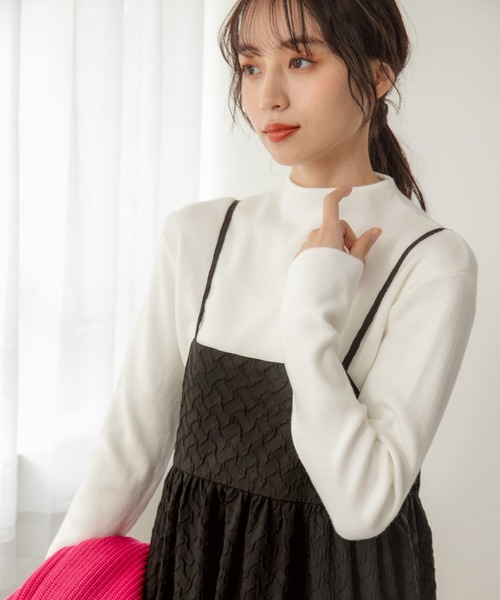 fifth(フィフス)の「【スタイリストレコメンド】ふくれジャガードキャミワンピース(ワンピース・レディース・ブラック/ライトブラウン・S/M)」の7枚目の写真
