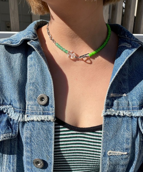 OKIRAKU(オキラク)の「☆ 【by daisy】カラービーズ×チェーンチョーカーネックレス RA22-1001(ネックレス・レディース・グリーン/レッド・FREE)」の16枚目の写真