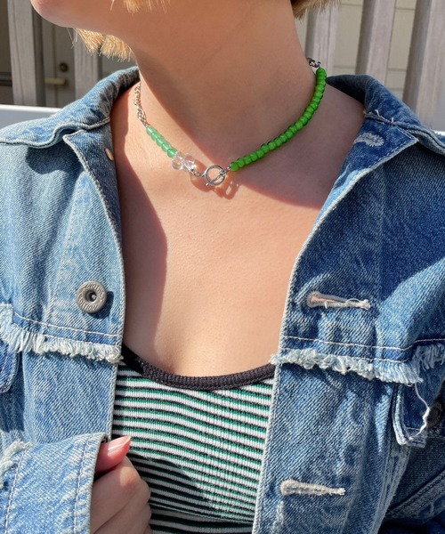 OKIRAKU(オキラク)の「☆ 【by daisy】カラービーズ×チェーンチョーカーネックレス RA22-1001(ネックレス・レディース・グリーン/レッド・FREE)」の15枚目の写真