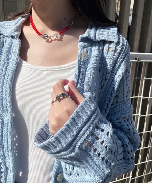 OKIRAKU(オキラク)の「☆ 【by daisy】カラービーズ×チェーンチョーカーネックレス RA22-1001(ネックレス・レディース・グリーン/レッド・FREE)」の12枚目の写真