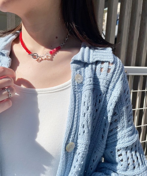OKIRAKU(オキラク)の「☆ 【by daisy】カラービーズ×チェーンチョーカーネックレス RA22-1001(ネックレス・レディース・グリーン/レッド・FREE)」の14枚目の写真