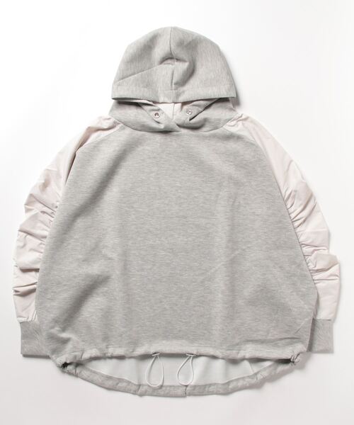 Q（キュー）の「袖ギャザードルマンパーカー（パーカー・レディース・ブラック/ライトグレー・MEDIUM）」の5枚目の写真