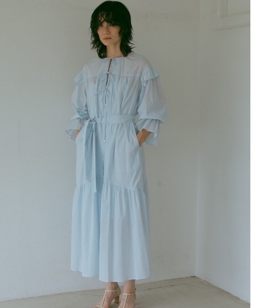 CASA FLINE(カーサフライン)の「フリルリボンドレス(ワンピース・レディース・ライトブルー/ブラック/アイボリー・FREE)」の3枚目の写真