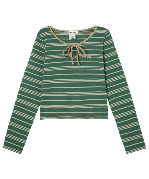 X-girl（エックスガール）の「STRIPED TEARDROP TOP（Tシャツ