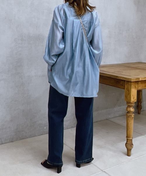 un dix cors(アンディコール)の「シアーオーバーシャツ(シャツ/ブラウス・レディース・ブラック/サックスブルー/アイボリー・FREE)」の18枚目の写真