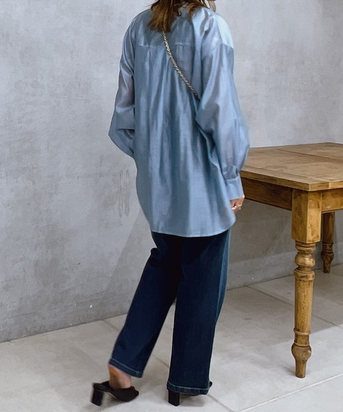 un dix cors(アンディコール)の「シアーオーバーシャツ(シャツ/ブラウス・レディース・ブラック/サックスブルー/アイボリー・FREE)」の19枚目の写真