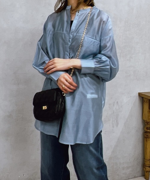 un dix cors(アンディコール)の「シアーオーバーシャツ(シャツ/ブラウス・レディース・ブラック/サックスブルー/アイボリー・FREE)」の7枚目の写真