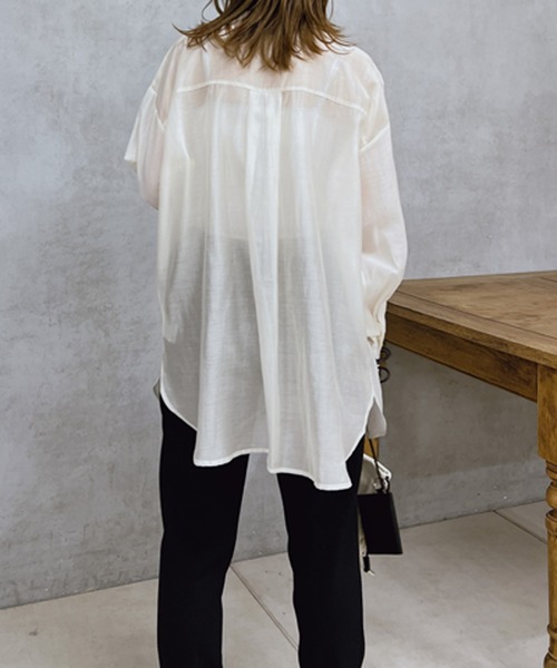 un dix cors(アンディコール)の「シアーオーバーシャツ(シャツ/ブラウス・レディース・ブラック/サックスブルー/アイボリー・FREE)」の14枚目の写真