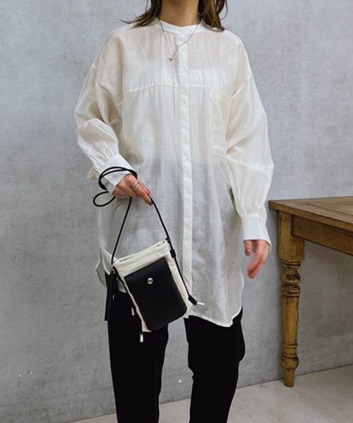 un dix cors(アンディコール)の「シアーオーバーシャツ(シャツ/ブラウス・レディース・ブラック/サックスブルー/アイボリー・FREE)」の16枚目の写真