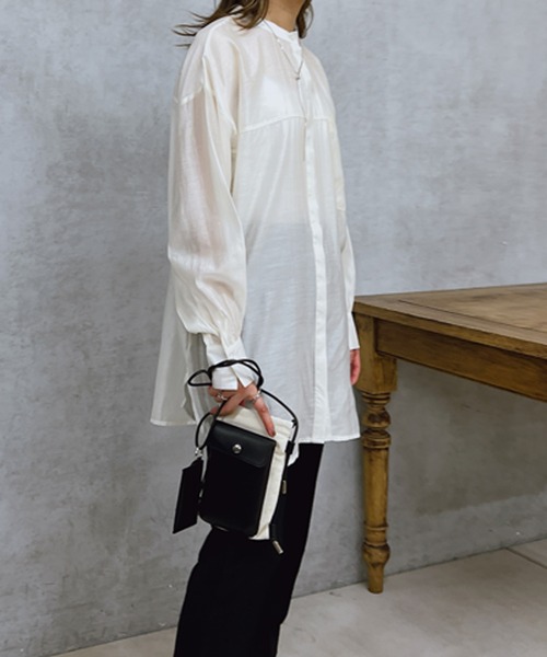 un dix cors(アンディコール)の「シアーオーバーシャツ(シャツ/ブラウス・レディース・ブラック/サックスブルー/アイボリー・FREE)」の15枚目の写真