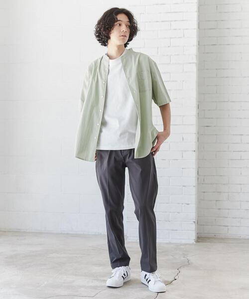 coen（コーエン）の「リネンミックスバンドカラーショートスリーブシャツ（シャツ/ブラウス・メンズ・ネイビー/ライム/オレンジ系その他/その他2/オフホワイト/その他1/ライトピンク/その他3・L/S/XL/M）」の10枚目の写真