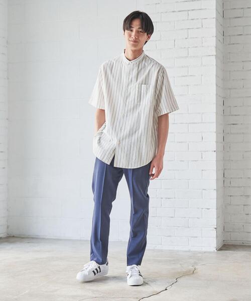 coen（コーエン）の「リネンミックスバンドカラーショートスリーブシャツ（シャツ/ブラウス・メンズ・ネイビー/ライム/オレンジ系その他/その他2/オフホワイト/その他1/ライトピンク/その他3・L/S/XL/M）」の14枚目の写真