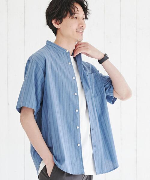 coen（コーエン）の「リネンミックスバンドカラーショートスリーブシャツ（シャツ/ブラウス・メンズ・ネイビー/ライム/オレンジ系その他/その他2/オフホワイト/その他1/ライトピンク/その他3・L/S/XL/M）」の15枚目の写真