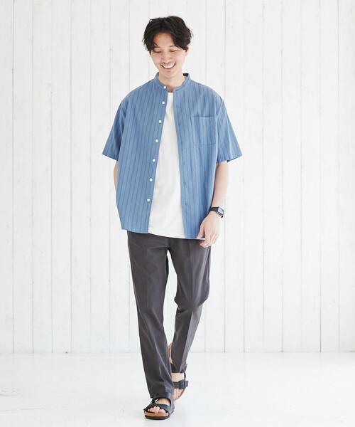 coen（コーエン）の「リネンミックスバンドカラーショートスリーブシャツ（シャツ/ブラウス・メンズ・ネイビー/ライム/オレンジ系その他/その他2/オフホワイト/その他1/ライトピンク/その他3・L/S/XL/M）」の16枚目の写真