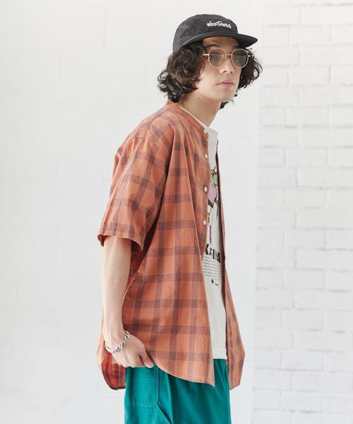 coen（コーエン）の「リネンミックスバンドカラーショートスリーブシャツ（シャツ/ブラウス・メンズ・ネイビー/ライム/オレンジ系その他/その他2/オフホワイト/その他1/ライトピンク/その他3・L/S/XL/M）」の21枚目の写真