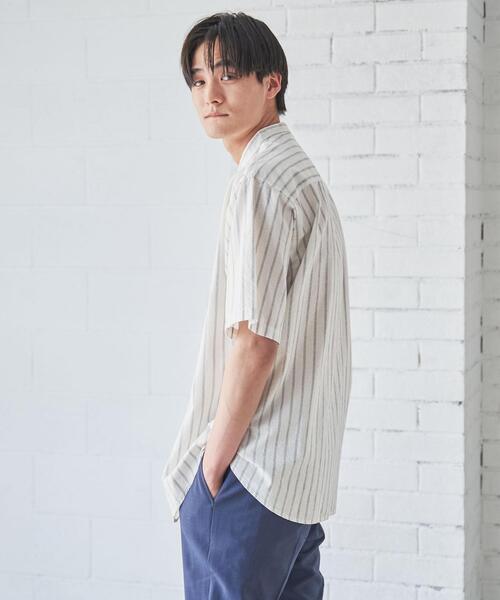 coen（コーエン）の「リネンミックスバンドカラーショートスリーブシャツ（シャツ/ブラウス・メンズ・ネイビー/ライム/オレンジ系その他/その他2/オフホワイト/その他1/ライトピンク/その他3・L/S/XL/M）」の22枚目の写真