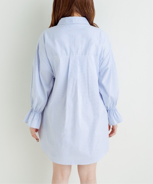 OLIVE des OLIVE（オリーブデオリーブ）の「【WEB限定カラー有】クアンクシャツ/ストライプシャツ　1031040200（シャツ/ブラウス・レディース・ミント/サックスブルー/ブルー/オフホワイト/サーモンピンク/ブルー系その他/ブルー系その他2/ホワイト/ピンク・FREE）」の11枚目の写真