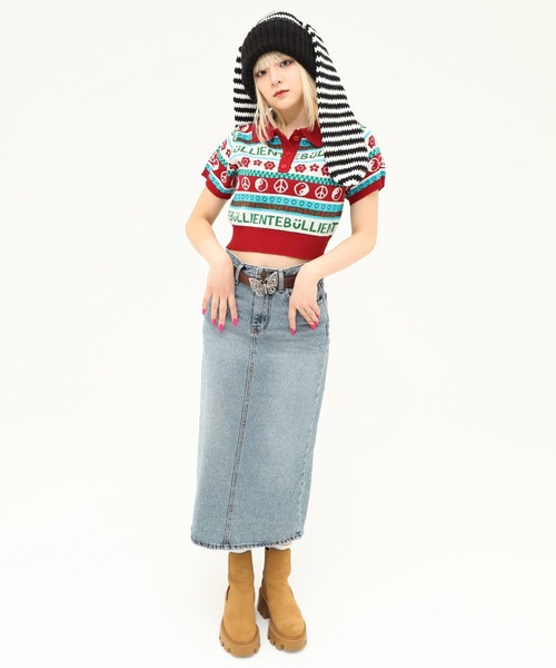 SPINNS(スピンズ)の「MIXモチーフ ショート丈 半袖ジャガードポロニット(ポロシャツ・レディース・ブラック/ホワイト×レッド/アイボリー/ブラック×ブルー・ONESIZE)」の11枚目の写真