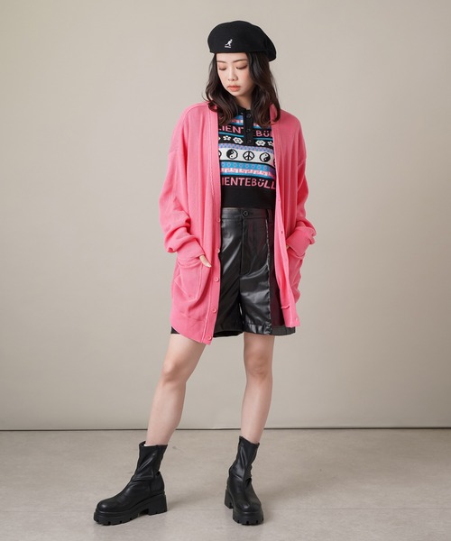 SPINNS(スピンズ)の「MIXモチーフ ショート丈 半袖ジャガードポロニット(ポロシャツ・レディース・ブラック/ホワイト×レッド/アイボリー/ブラック×ブルー・ONESIZE)」の15枚目の写真