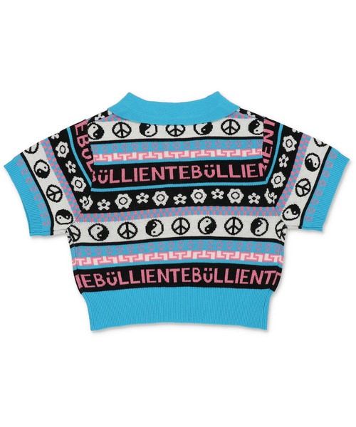 SPINNS(スピンズ)の「MIXモチーフ ショート丈 半袖ジャガードポロニット(ポロシャツ・レディース・ブラック/ホワイト×レッド/アイボリー/ブラック×ブルー・ONESIZE)」の8枚目の写真