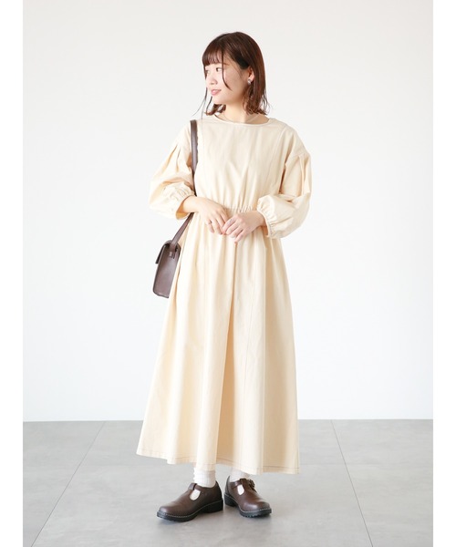 ehka sopo（エヘカソポ）の「配色ステッチワンピース（ワンピース・レディース・キナリ/ブラック/ベビーピンク・ﾌﾘ-）」の10枚目の写真