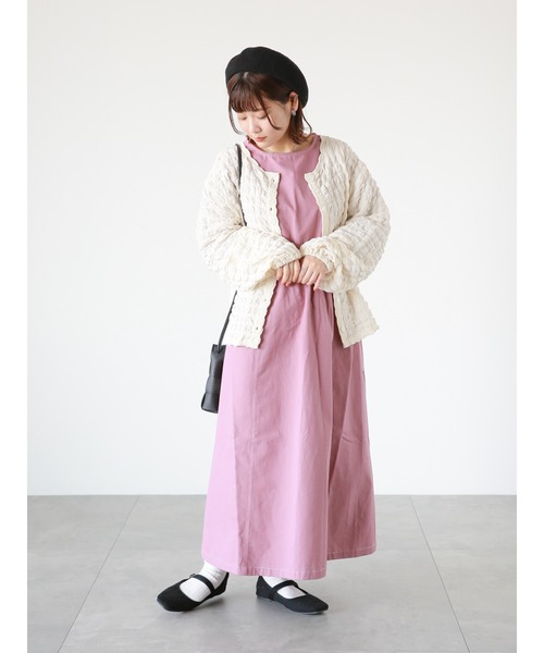 ehka sopo（エヘカソポ）の「配色ステッチワンピース（ワンピース・レディース・キナリ/ブラック/ベビーピンク・ﾌﾘ-）」の13枚目の写真