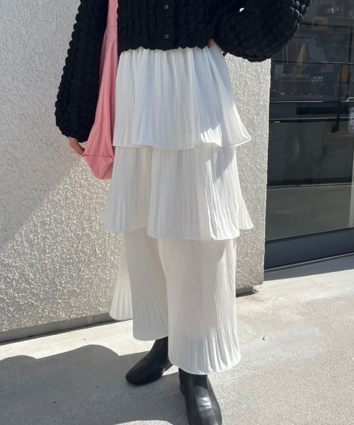 nemne store（ネンネストア）の「《Delfy》【低身長用サイズあり】カンカンフリルティアードスカート（スカート・レディース・ブラック/アイボリー/ベージュ系・SMALL/MEDIUM）」の13枚目の写真