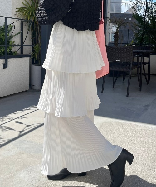 nemne store（ネンネストア）の「《Delfy》【低身長用サイズあり】カンカンフリルティアードスカート（スカート・レディース・ブラック/アイボリー/ベージュ系・SMALL/MEDIUM）」の16枚目の写真