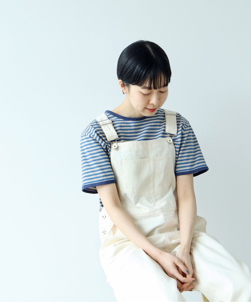 PAR ICI（パーリッシィ）の「ボーダー配色バインダー 半袖Tシャツ（Tシャツ/カットソー・レディース・オレンジ系その他/ブルー/ダークグリーン/グリーン/ネイビー/オレンジ/レッド・FREE）」の22枚目の写真