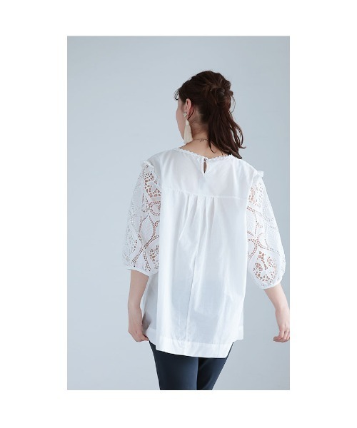 Sawa a la mode(サワアラモード)の「袖レースコットンブラウス(シャツ/ブラウス・レディース・ホワイト・FREE)」の22枚目の写真