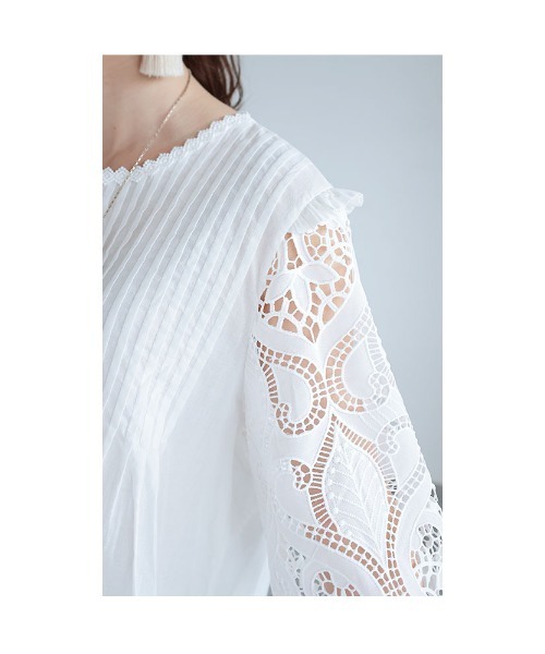 Sawa a la mode(サワアラモード)の「袖レースコットンブラウス(シャツ/ブラウス・レディース・ホワイト・FREE)」の19枚目の写真