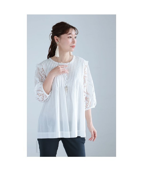 Sawa a la mode(サワアラモード)の「袖レースコットンブラウス(シャツ/ブラウス・レディース・ホワイト・FREE)」の10枚目の写真