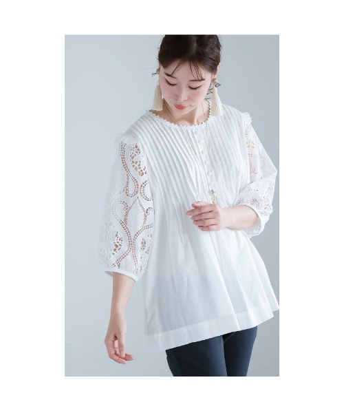 Sawa a la mode(サワアラモード)の「袖レースコットンブラウス(シャツ/ブラウス・レディース・ホワイト・FREE)」の16枚目の写真