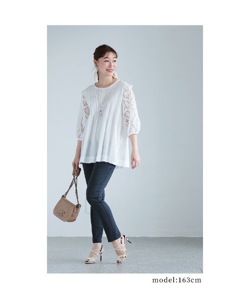Sawa a la mode(サワアラモード)の「袖レースコットンブラウス(シャツ/ブラウス・レディース・ホワイト・FREE)」の8枚目の写真