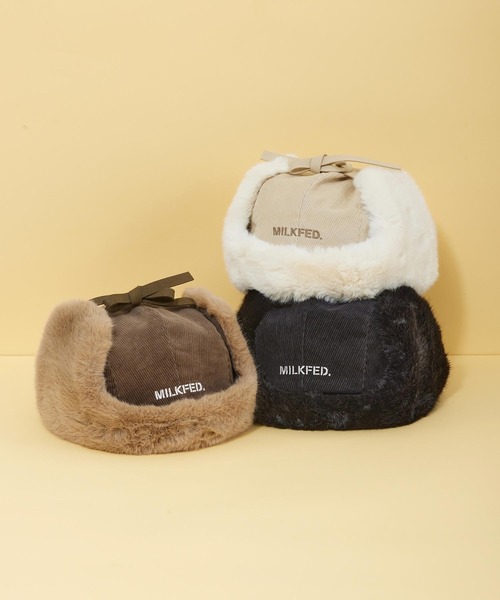 MILKFED.（ミルクフェド）の「FAUX FUR FLIGHT HAT（ハット・レディース・オフホワイト/ブラック/ベージュ・ONE SIZE）」の4枚目の写真