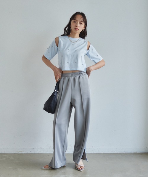 VANNIE U（ヴァニーユー）の「ラインスラックスパンツ/SMLサイズ展開（その他パンツ・レディース・グレー/アイボリー/ピンク・S/M/L）」の7枚目の写真