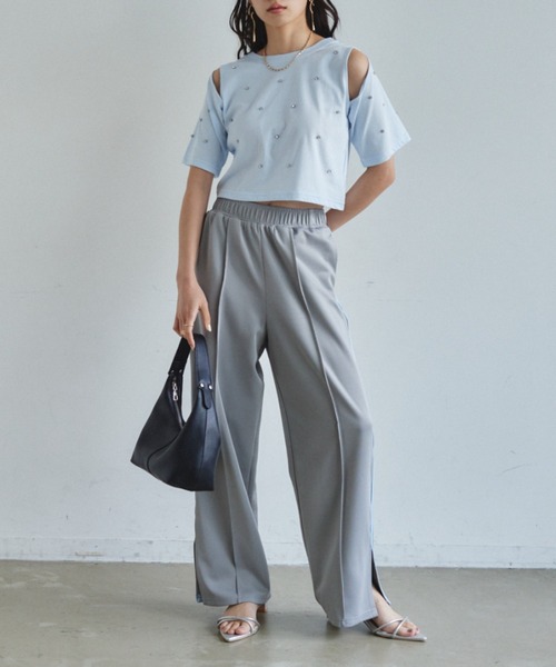 VANNIE U（ヴァニーユー）の「ラインスラックスパンツ/SMLサイズ展開（その他パンツ・レディース・グレー/アイボリー/ピンク・S/M/L）」の20枚目の写真