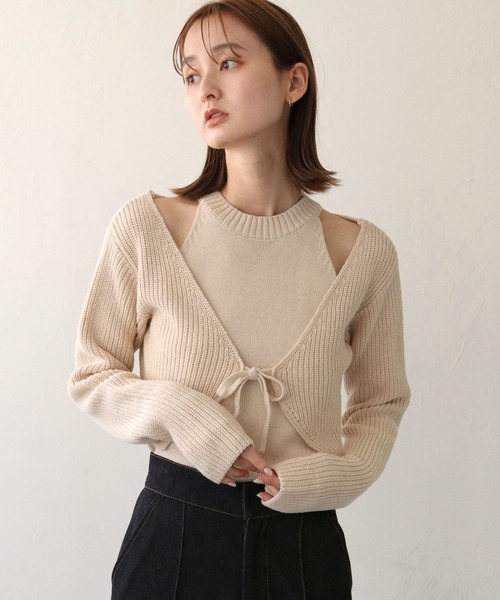 CLEIO（クレイオ）の「【CLEIO】アメスリボレロセットニット（ニット/セーター・レディース・ブラウン/アイボリー/オリーブ系・FREE）」の12枚目の写真