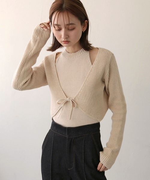 CLEIO（クレイオ）の「【CLEIO】アメスリボレロセットニット（ニット/セーター・レディース・ブラウン/アイボリー/オリーブ系・FREE）」の19枚目の写真