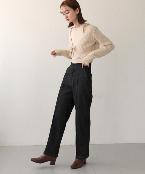 CLEIO（クレイオ）の「【CLEIO】アメスリボレロセットニット（ニット/セーター・レディース・ブラウン/アイボリー/オリーブ系・FREE）」の5枚目の写真