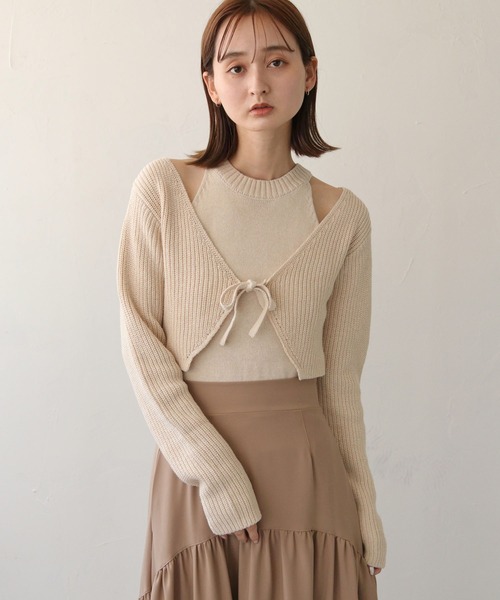 CLEIO（クレイオ）の「【CLEIO】アメスリボレロセットニット（ニット/セーター・レディース・ブラウン/アイボリー/オリーブ系・FREE）」の13枚目の写真