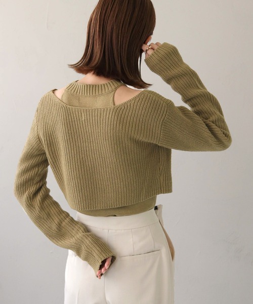 CLEIO（クレイオ）の「【CLEIO】アメスリボレロセットニット（ニット/セーター・レディース・ブラウン/アイボリー/オリーブ系・FREE）」の8枚目の写真