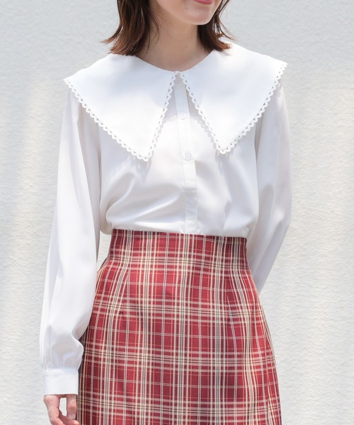 Honeys(ハニーズ)の「ビッグカラーブラウス(シャツ/ブラウス・レディース・ホワイト/ブラック/ピンク・L/M/S/LL)」の1枚目の写真