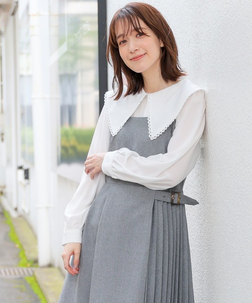 Honeys(ハニーズ)の「ビッグカラーブラウス(シャツ/ブラウス・レディース・ホワイト/ブラック/ピンク・L/M/S/LL)」の15枚目の写真