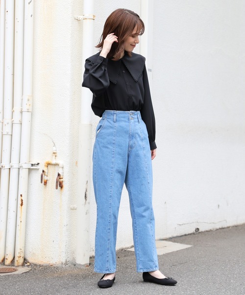 Honeys(ハニーズ)の「ビッグカラーブラウス(シャツ/ブラウス・レディース・ホワイト/ブラック/ピンク・L/M/S/LL)」の4枚目の写真