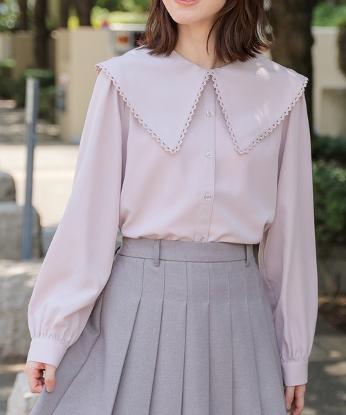 Honeys(ハニーズ)の「ビッグカラーブラウス(シャツ/ブラウス・レディース・ホワイト/ブラック/ピンク・L/M/S/LL)」の7枚目の写真