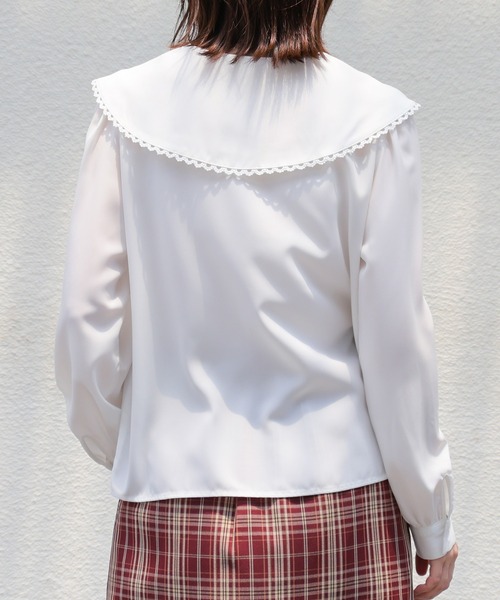 Honeys(ハニーズ)の「ビッグカラーブラウス(シャツ/ブラウス・レディース・ホワイト/ブラック/ピンク・L/M/S/LL)」の17枚目の写真